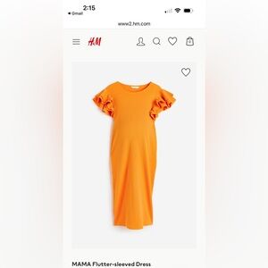 H&M Mama Flutter Sleeve Dress, Maternity, Size 8, Orange
